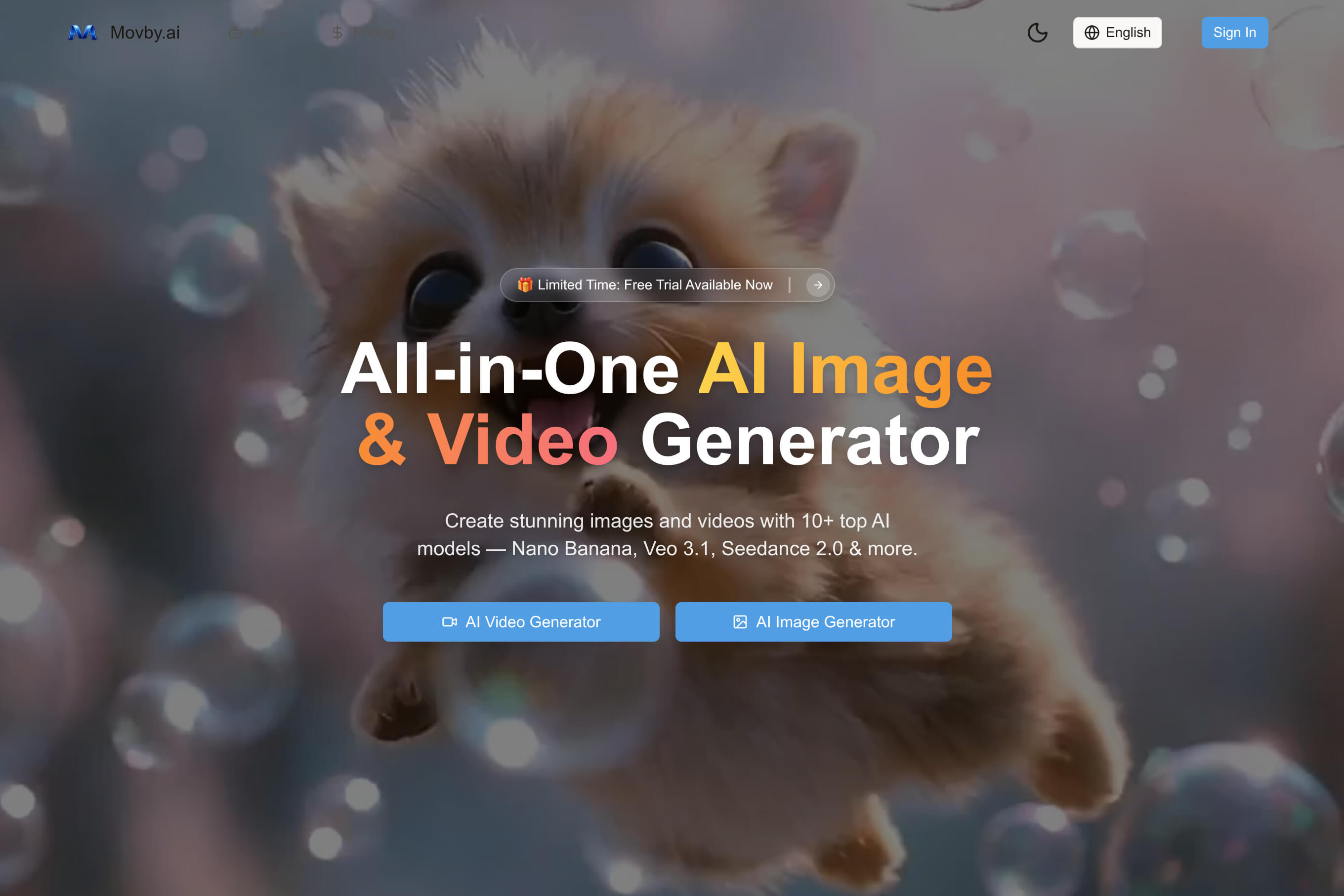 Movby.ai all-in-one AI image and video generator with Veo, Nano Banana, and Seedance